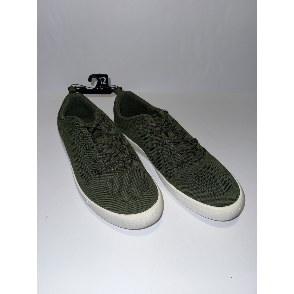 George Men Sneakers Olive Green 12 Lace Casual Shoes Slip On Grip Knit NWT